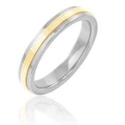 Alliance 1 Anneau Raye Ruban Plat Or Bicolore