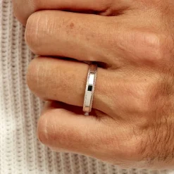 Alliance Beritan Demi Jonc Classique Argent Blanc