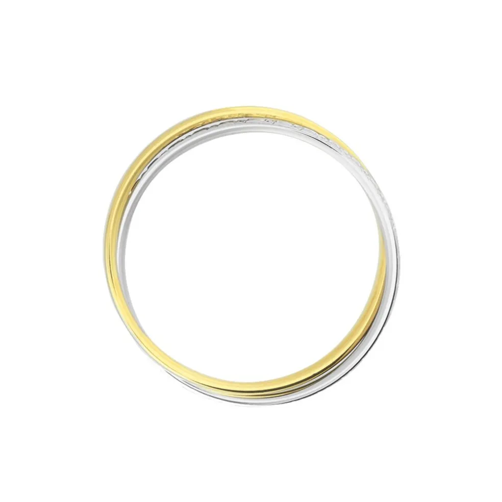 Alliance Double Anneaux Ruban Plat Or Bicolore