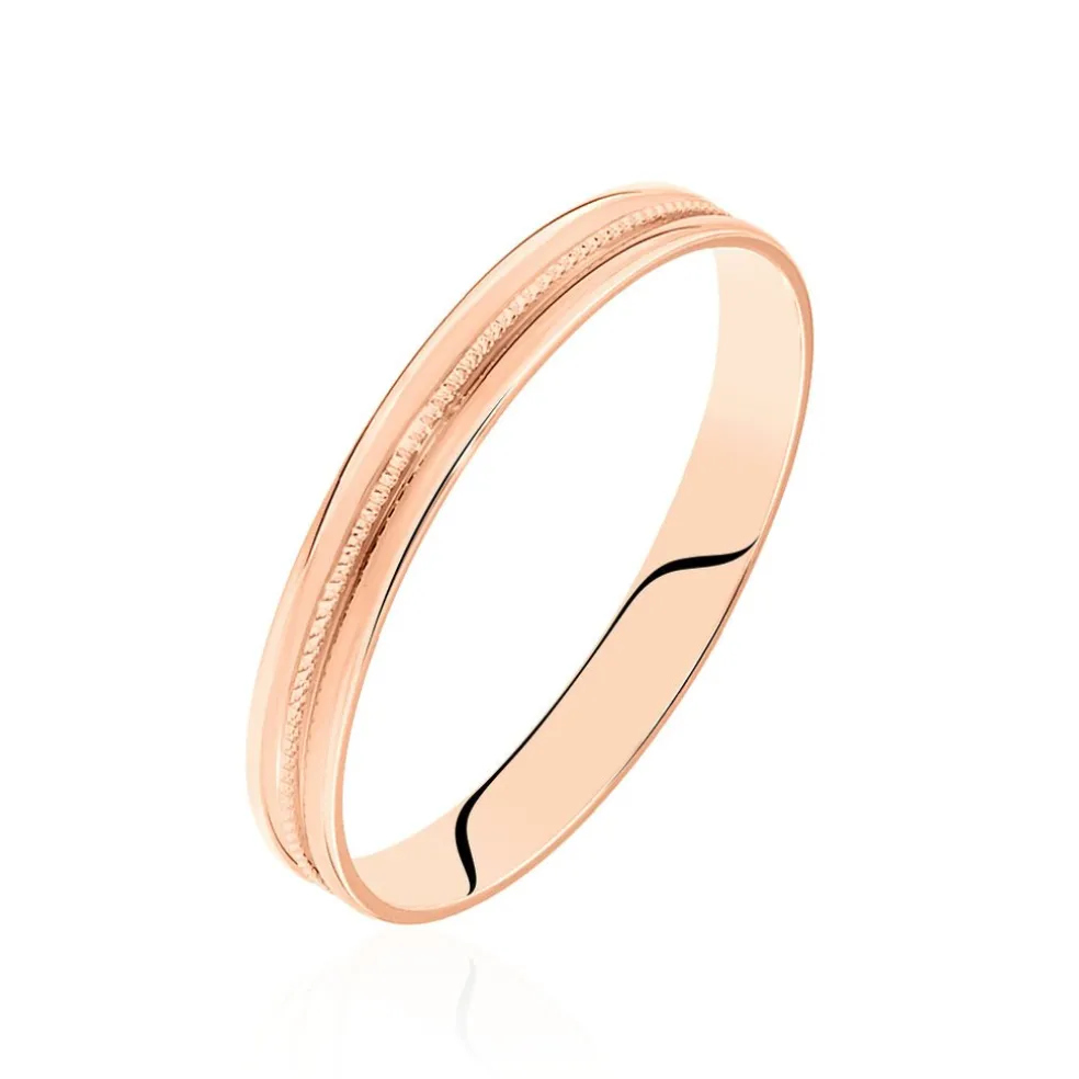 Alliance Effet Perle Ruban Plat Or Rose