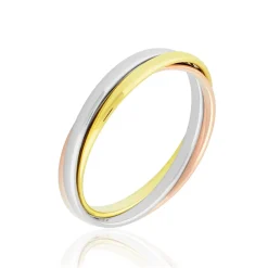 Alliance Entrelacee Demi Jonc Classique Or Tricolore