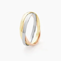 Alliance Entrelacee Ruban Plat Or Tricolore