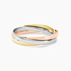 Alliance Entrelacee Ruban Plat Or Tricolore