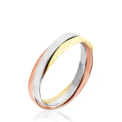 Alliance Entrelacee Ruban Plat Or Tricolore