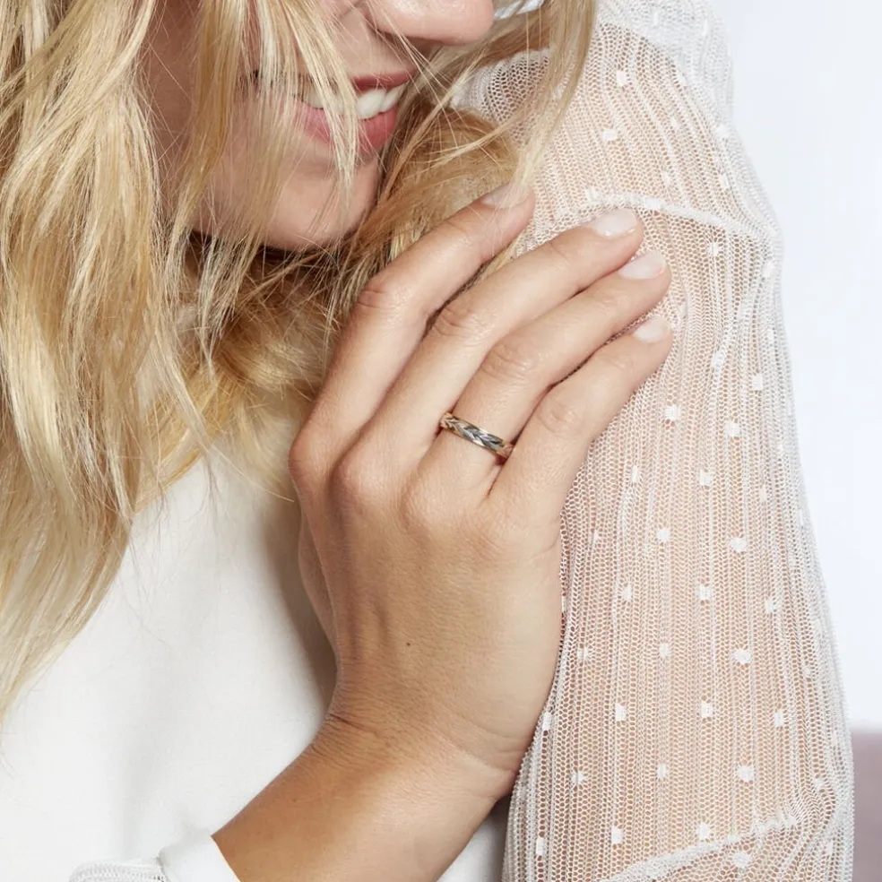 Alliance Epi Fantaisie Ruban Plat Or Bicolore