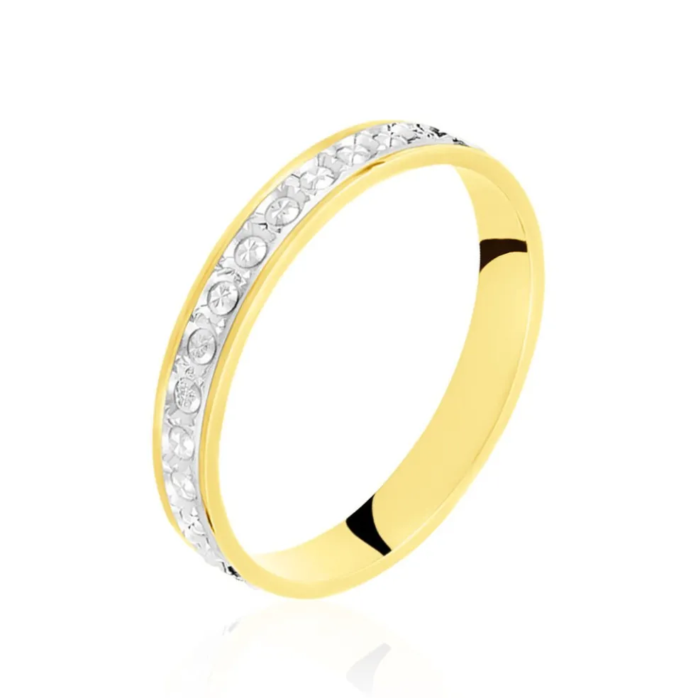Alliance Fantaisie Diamantee Ruban Plat Or Bicolore