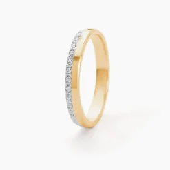 Alliance Fantaisie Diamantee Ruban Plat Or Bicolore