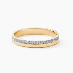 Alliance Fantaisie Diamantee Ruban Plat Or Bicolore