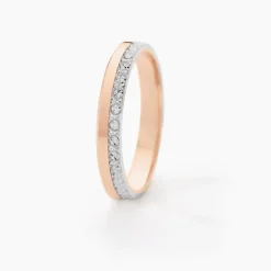 Alliance Fantaisie Diamantee Ruban Plat Or Bicolore