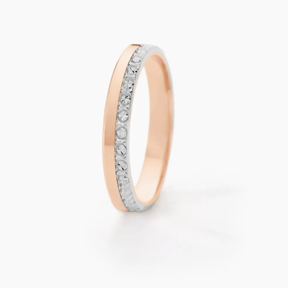 Alliance Fantaisie Diamantee Ruban Plat Or Bicolore