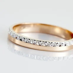 Alliance Fantaisie Diamantee Ruban Plat Or Bicolore