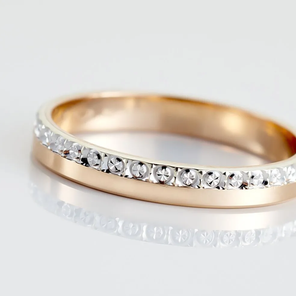 Alliance Fantaisie Diamantee Ruban Plat Or Bicolore