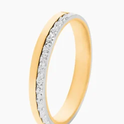 Alliance Fantaisie Diamantee Ruban Plat Or Bicolore