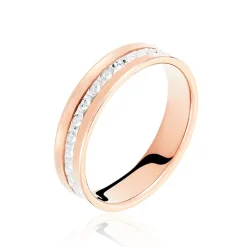 Alliance Fantaisie Diamantee Ruban Plat Or Bicolore