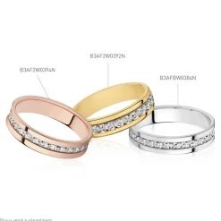 Alliance Fantaisie Diamantee Ruban Plat Or Bicolore