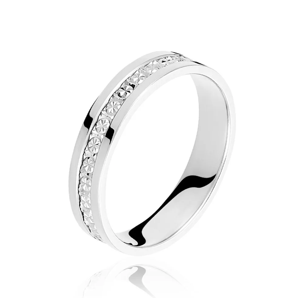 Alliance Fantaisie Diamantee Ruban Plat Or Blanc