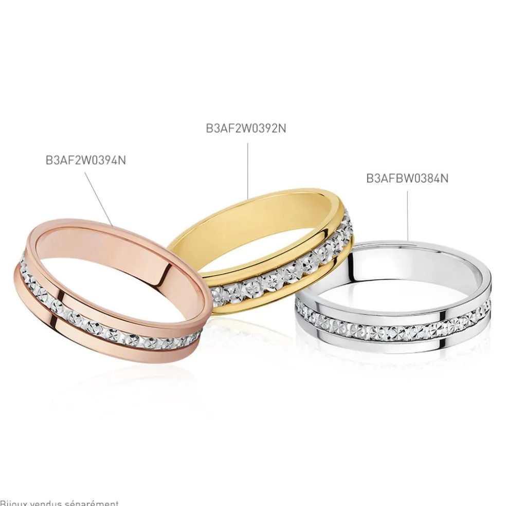 Alliance Fantaisie Diamantee Ruban Plat Or Blanc