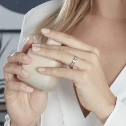 Alliance Fantaisie Diamantee Ruban Plat Or Blanc