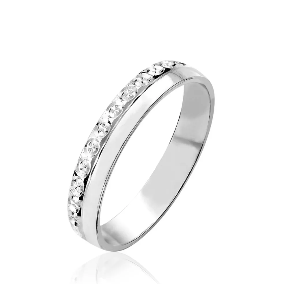 Alliance Fantaisie Diamantee Ruban Plat Or Blanc