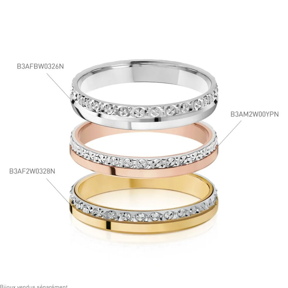 Alliance Fantaisie Diamantee Ruban Plat Or Blanc