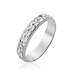 Alliance Fantaisie Diamantee Ruban Plat Or Blanc