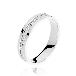 Alliance Fantaisie Diamantee Ruban Plat Or Blanc