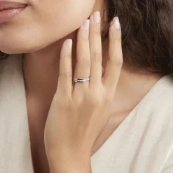 Alliance Fantaisie Diamantee Ruban Plat Or Blanc