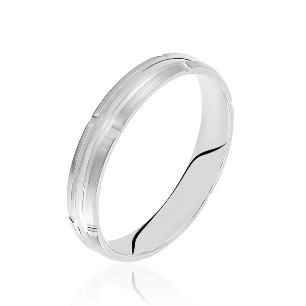 Alliance Fantaisie Mat Et Brillant Ruban Plat Palladium Blanc