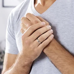 Alliance Fantaisie Mat Et Brillant Ruban Plat Palladium Blanc