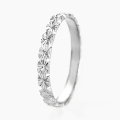 Alliance Fleur Diamantee Ruban Plat Or Blanc