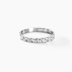 Alliance Fleur Diamantee Ruban Plat Or Blanc