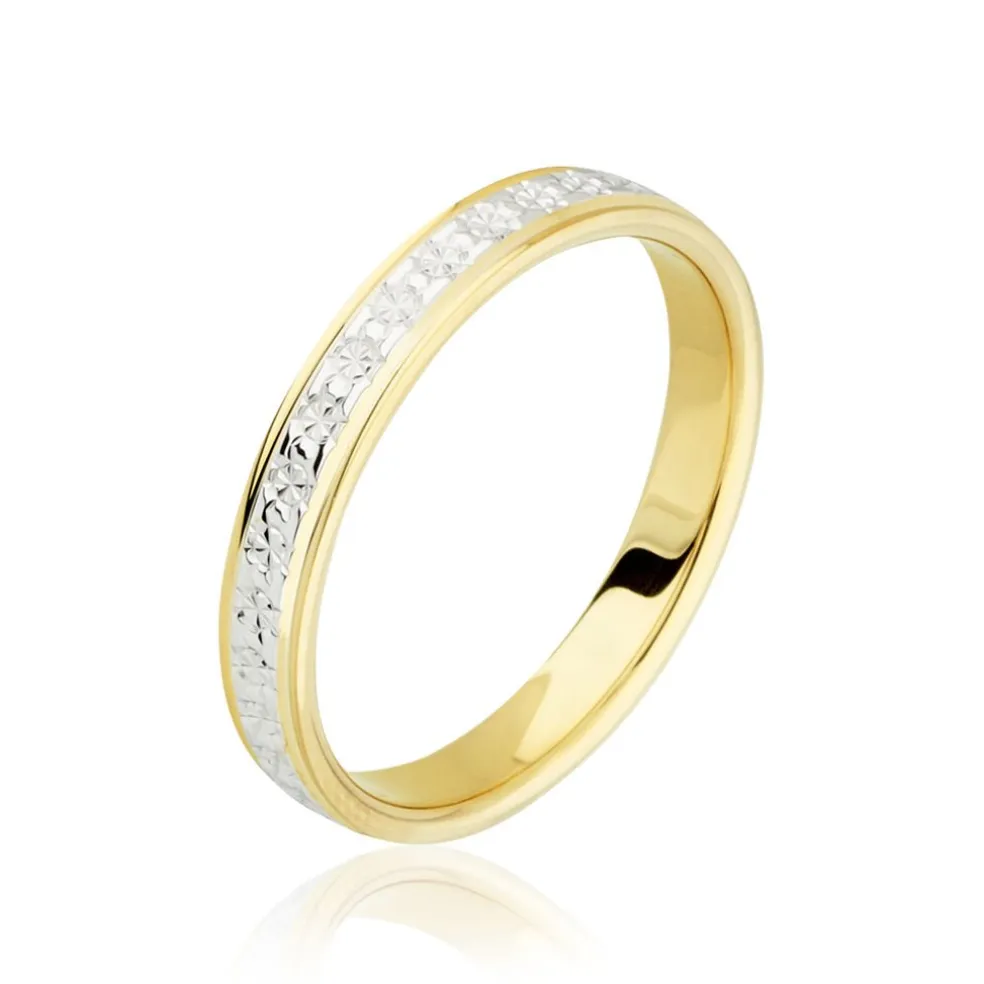 Alliance Grain De Folie Diamantee Ruban Plat Or Bicolore
