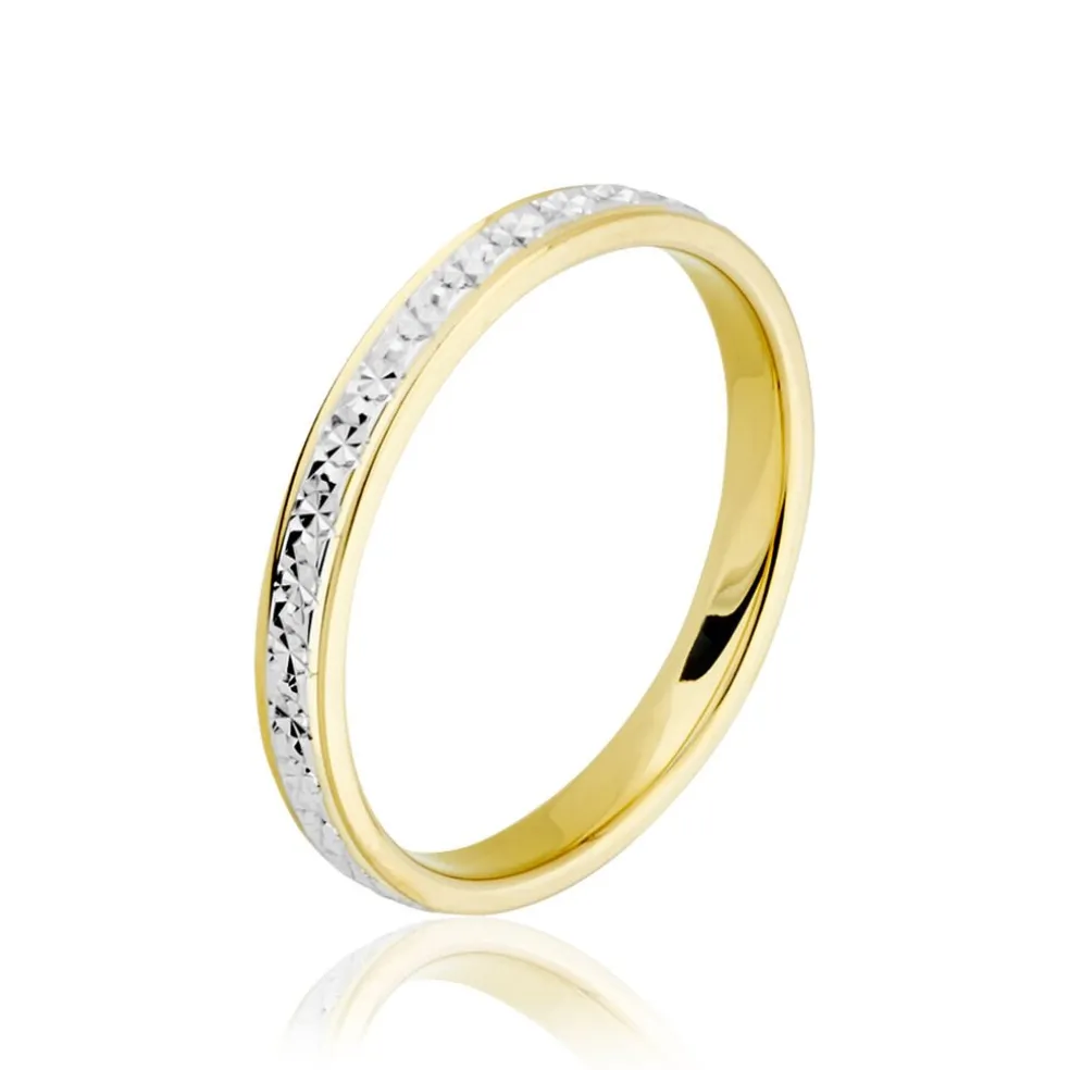 Alliance Grain De Folie Diamantee Ruban Plat Or Bicolore