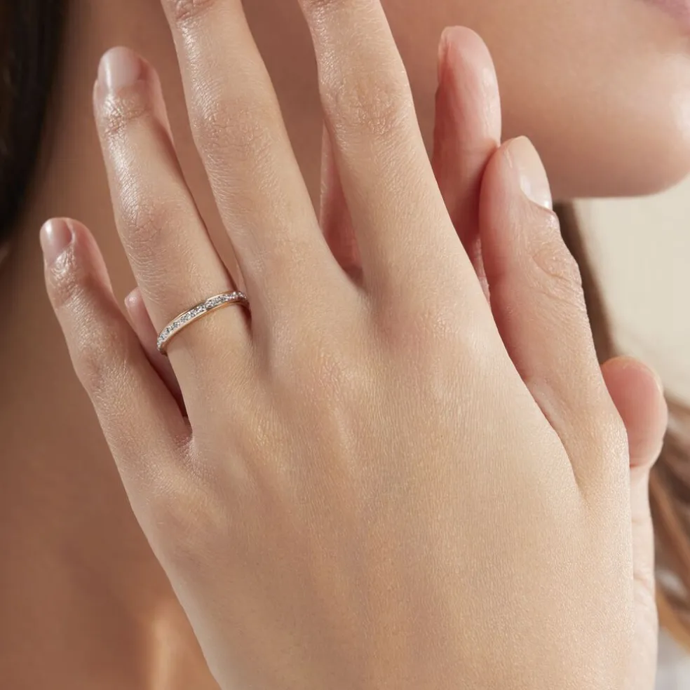 Alliance Grain De Folie Diamantee Ruban Plat Or Bicolore