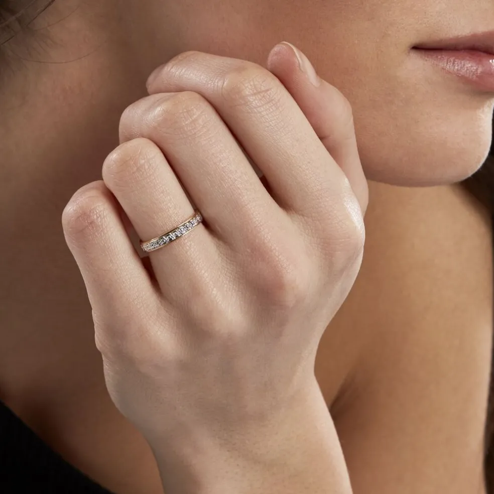 Alliance Grain De Folie Diamantee Ruban Plat Or Bicolore