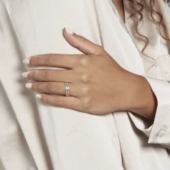 Alliance Grain De Folie Diamantee Ruban Plat Or Bicolore