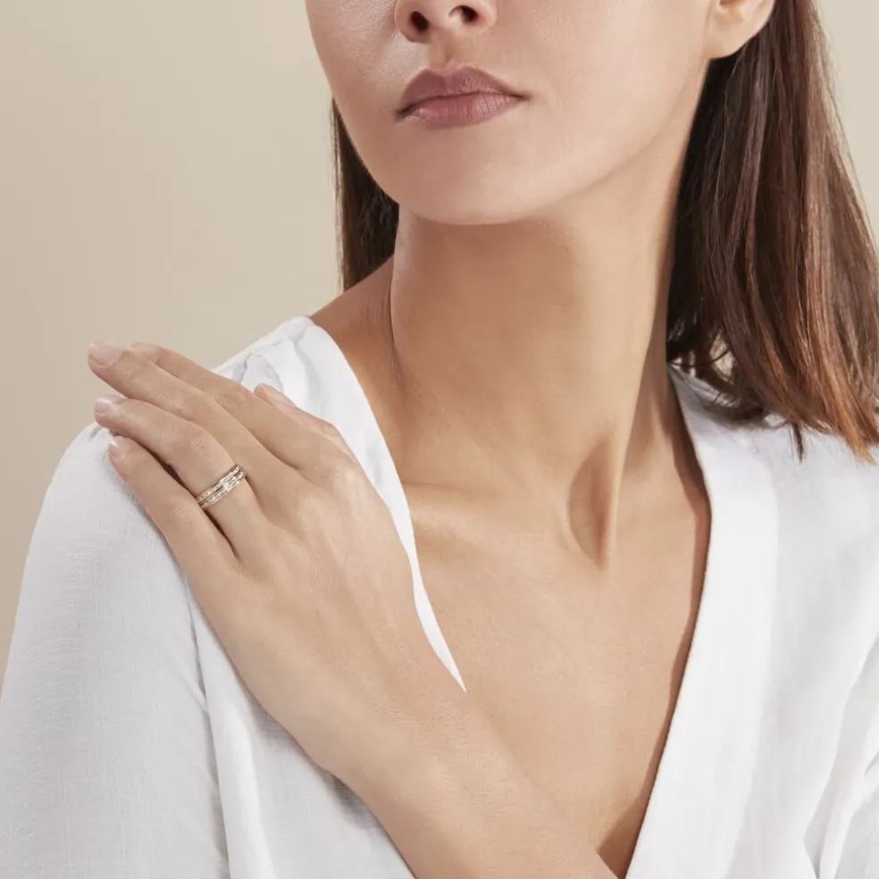 Alliance Grain De Folie Diamantee Ruban Plat Or Bicolore