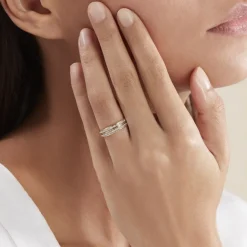 Alliance Grain De Folie Diamantee Ruban Plat Or Bicolore