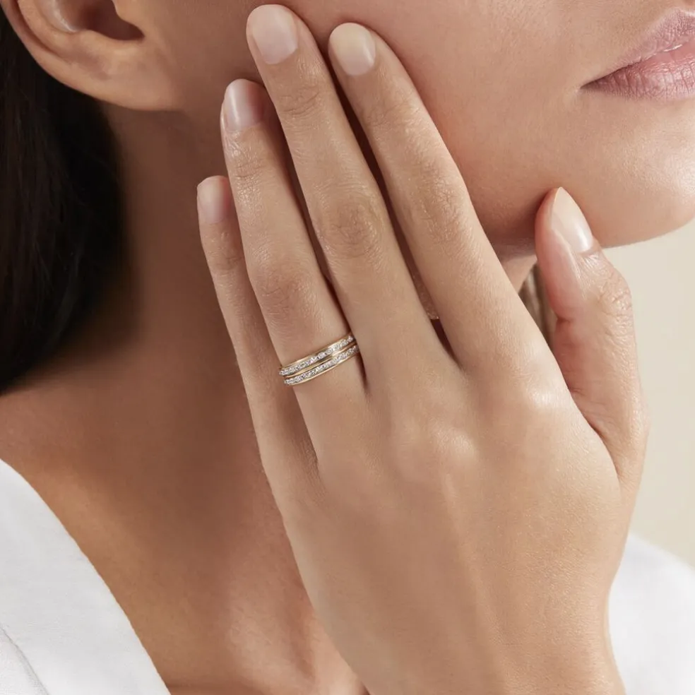 Alliance Grain De Folie Diamantee Ruban Plat Or Bicolore