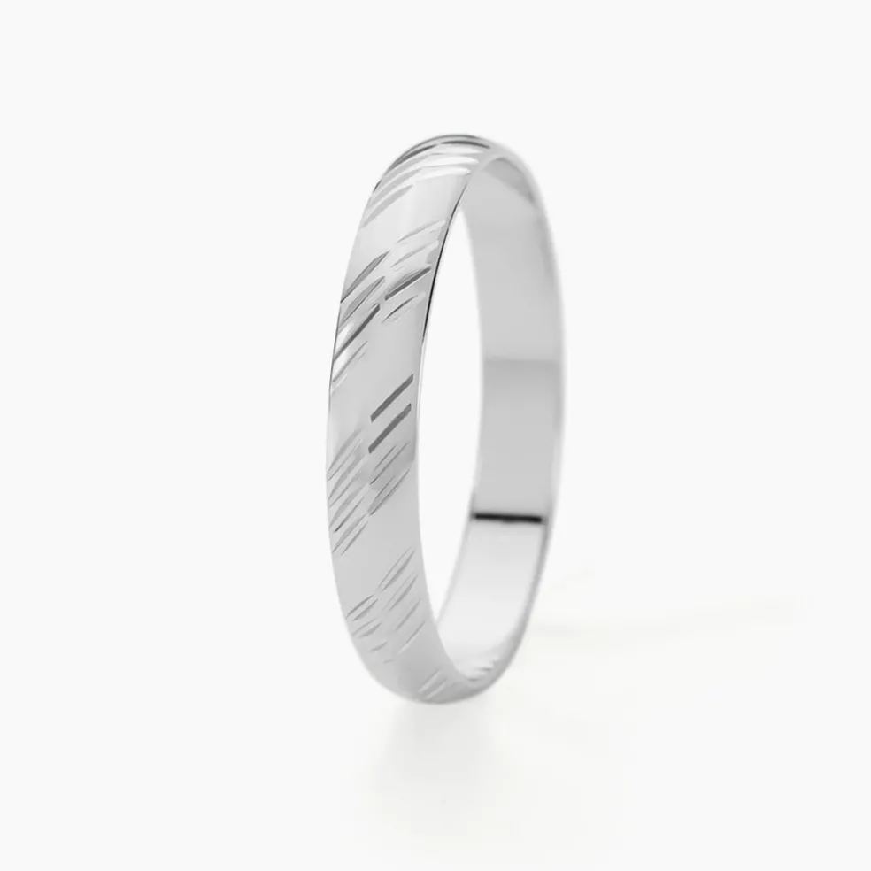 Alliance Hercule Striee Demi Jonc Classique Or Blanc