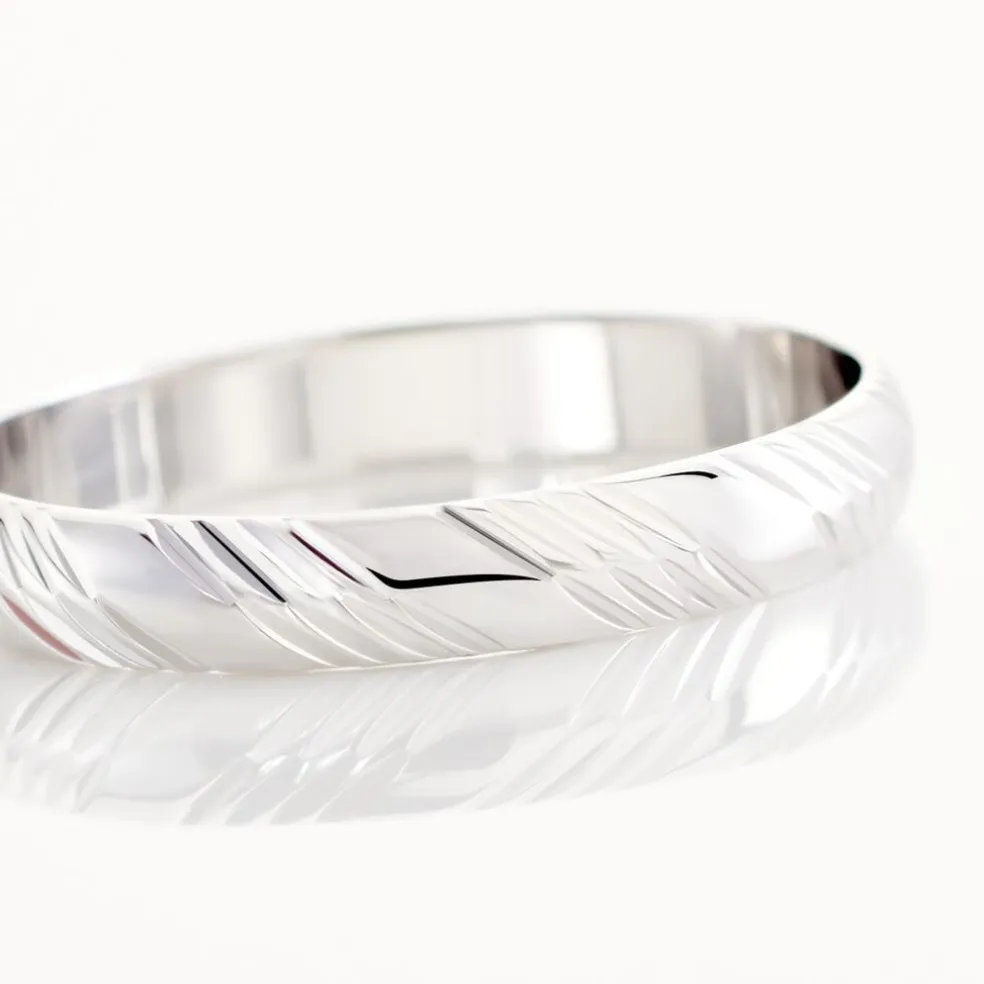 Alliance Hercule Striee Demi Jonc Classique Or Blanc