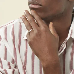 Alliance Hercule Striee Demi Jonc Classique Or Blanc