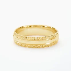 Alliance June 2 Rangs Diamantee Ruban Plat Or Jaune