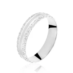 Alliance June 2 Rangs Diamantee Ruban Plat Or Blanc