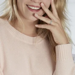 Alliance June 2 Rangs Diamantee Ruban Plat Or Blanc