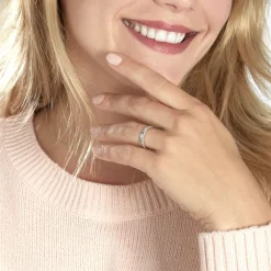 Alliance June 2 Rangs Diamantee Ruban Plat Or Blanc