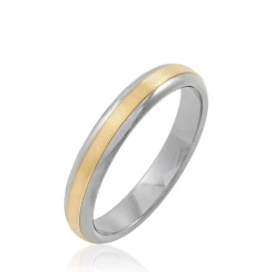 Alliance Len Demi Jonc Classique Or Bicolore