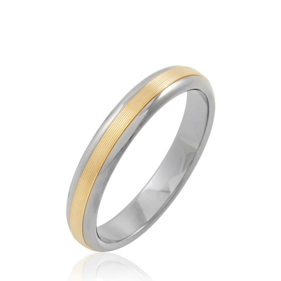 Alliance Len Demi Jonc Classique Or Bicolore