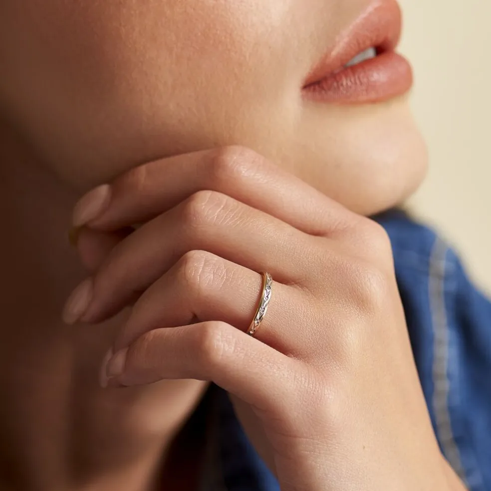 Alliance Mano Ruban Plat Or Bicolore