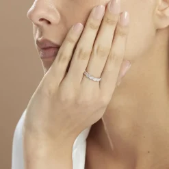 Alliance Marielle Ruban Plat Or Blanc